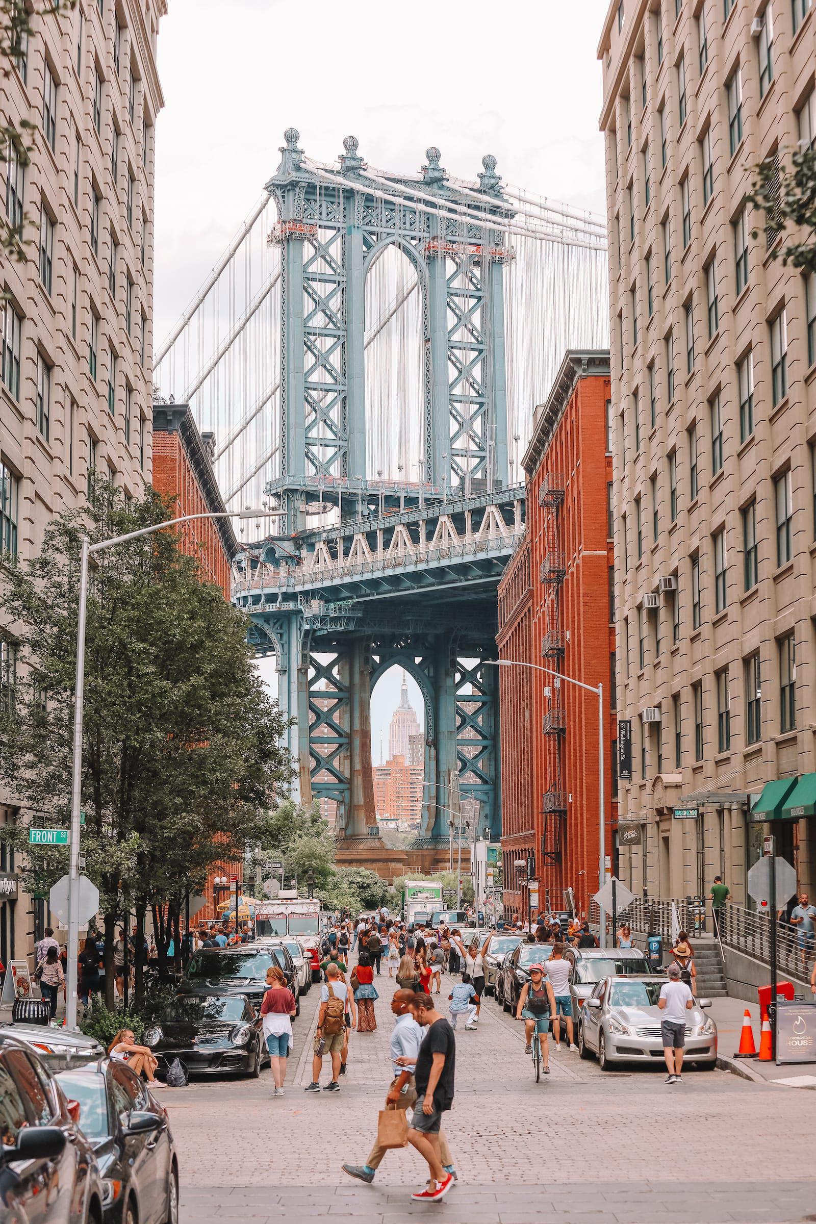 View of Brooklyn Bridge from the street