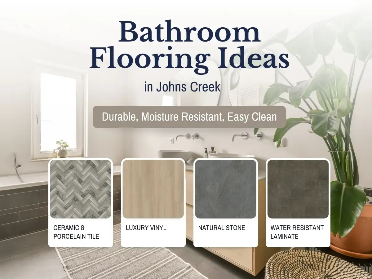 A collection of bathroom flooring designs ideal for enhancing Johns Creek residences.
