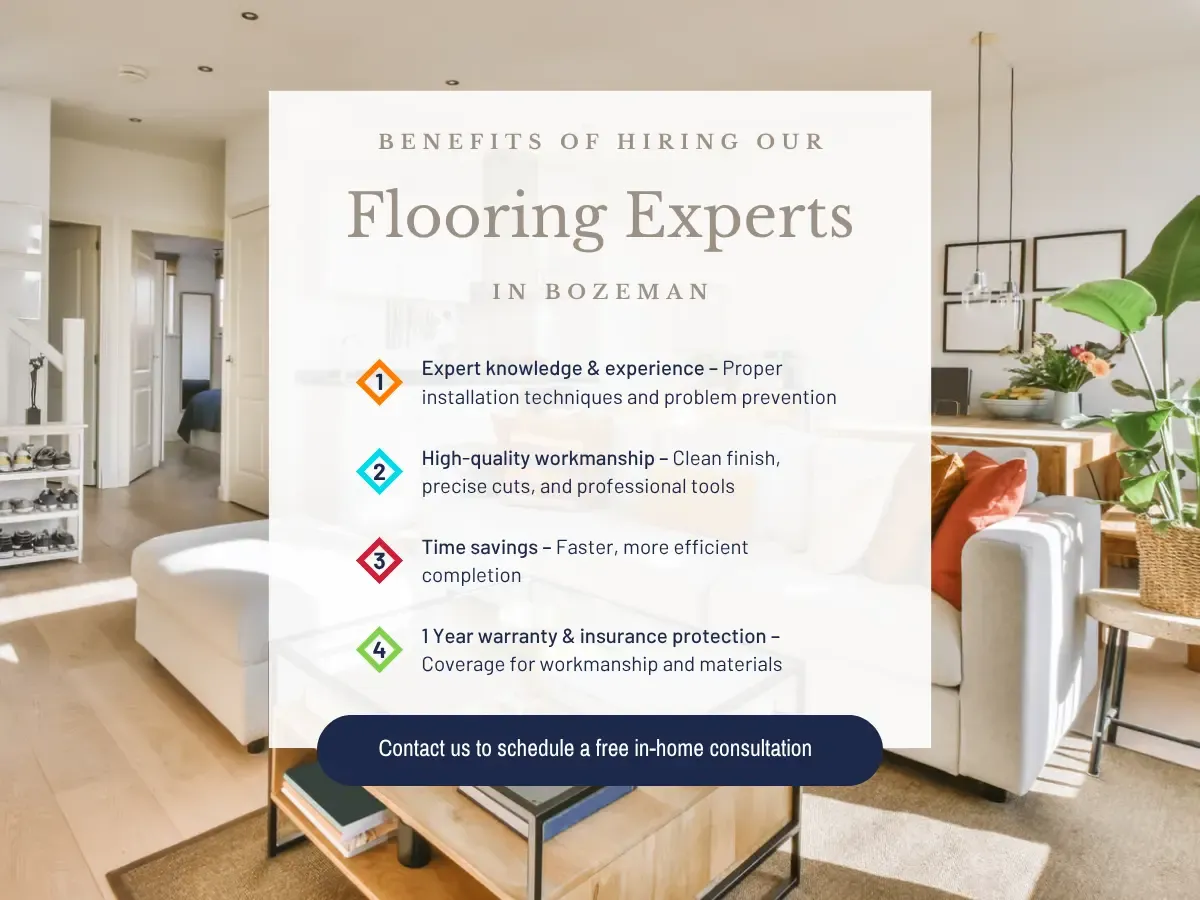 Visual representation of the benefits of hiring flooring specialists in Brampton, showcasing quality service and professional results.