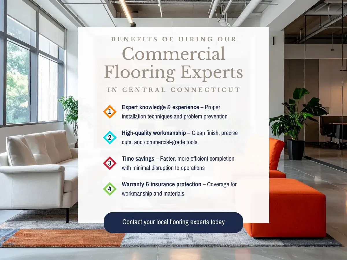  Visual representation of advantages of hiring flooring professionals in Central Connecticut, emphasizing expertise and cost effectiveness.