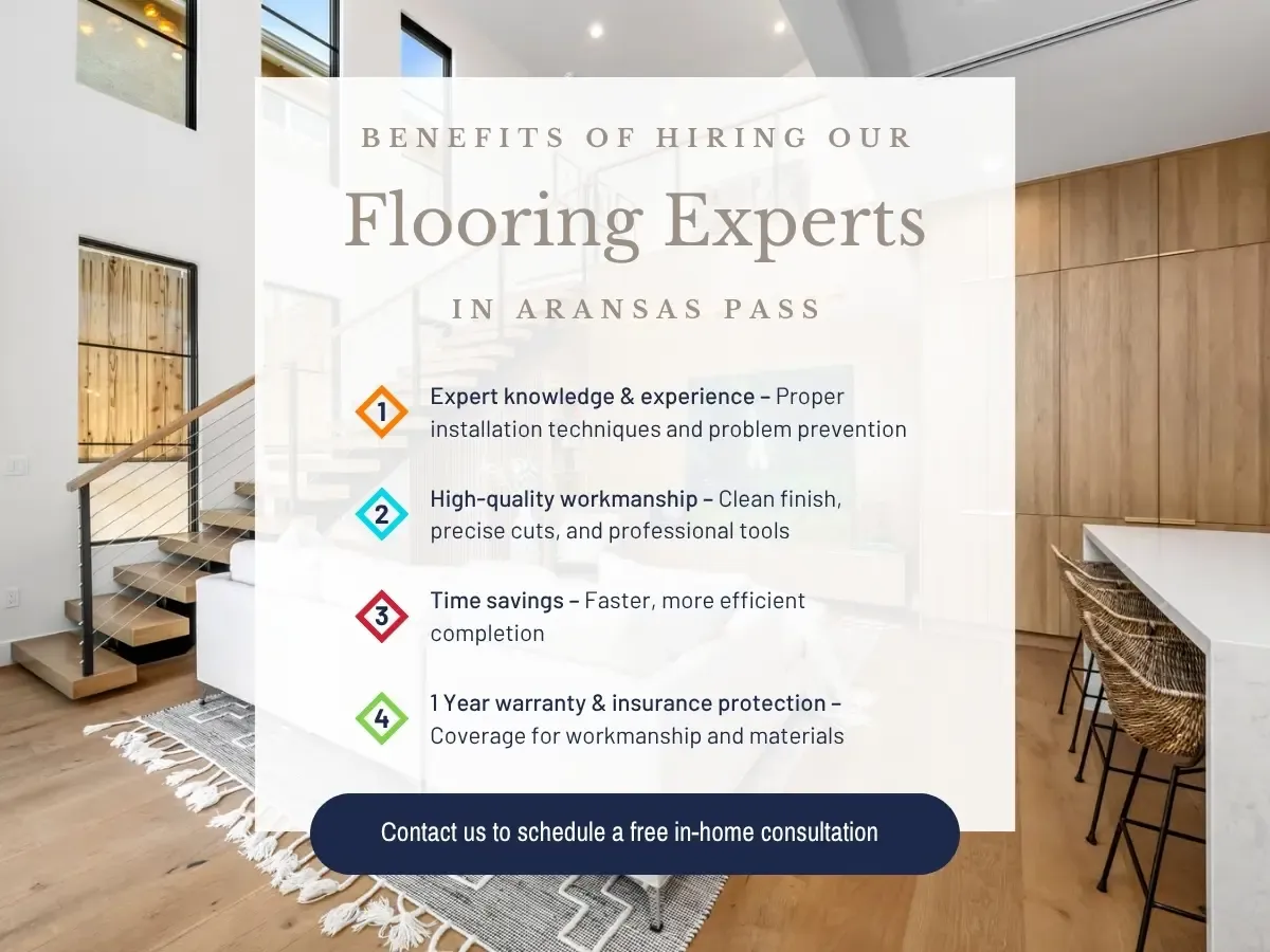 Visual representation of the benefits of hiring flooring specialists in Arkansas, emphasizing professionalism and customer satisfaction.