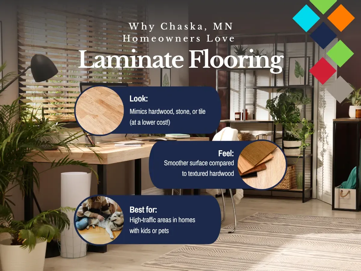 Laminate flooring is favored by West Metro Minneapolis homeowners for its cost effectiveness, variety, and ease of installation.