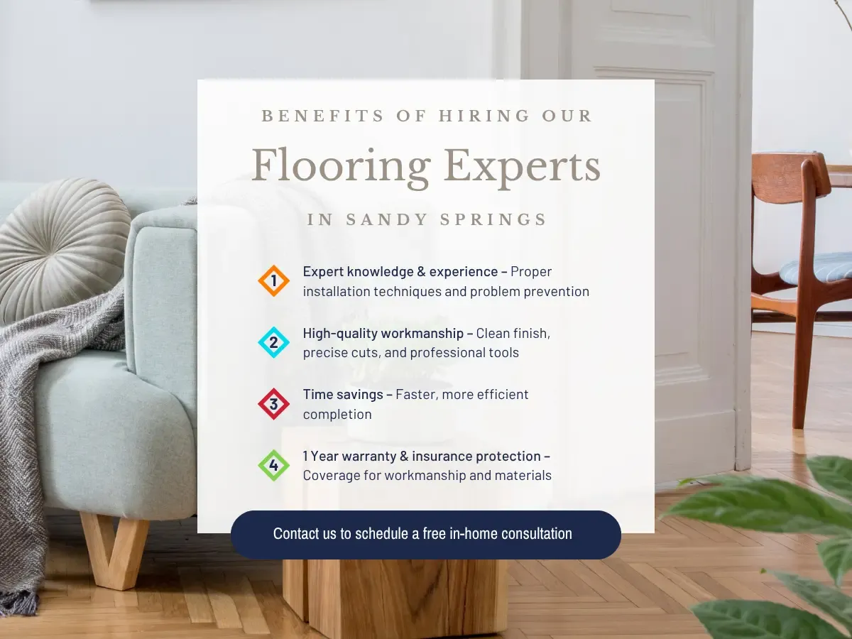 Visual representation of the benefits of professional flooring services in Sandy Springs, emphasizing quality and customer satisfaction.