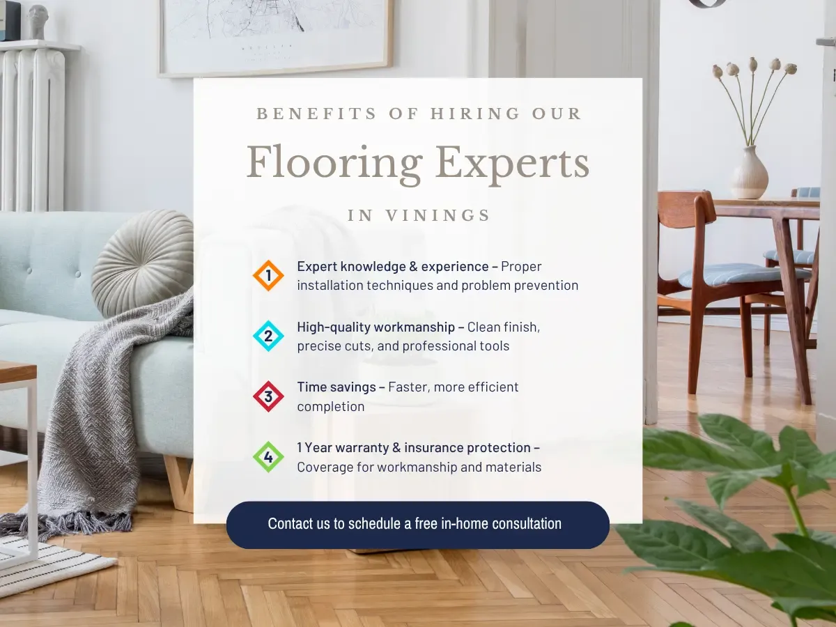  Visual representation of advantages of hiring flooring experts in Vancouver, emphasizing quality, efficiency, and design expertise.