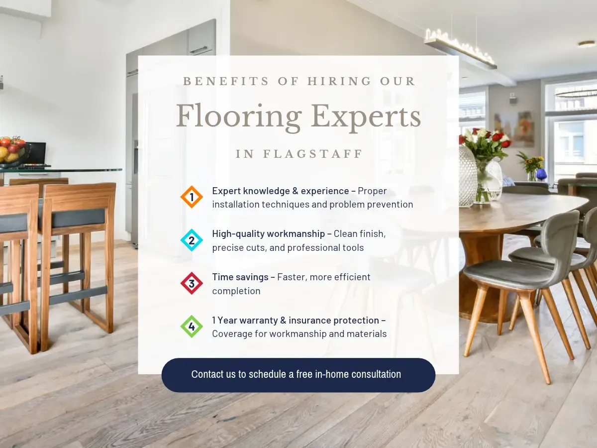 Visual representation of advantages of hiring a flooring expert in Flatbush, emphasizing professional installation and material selection.