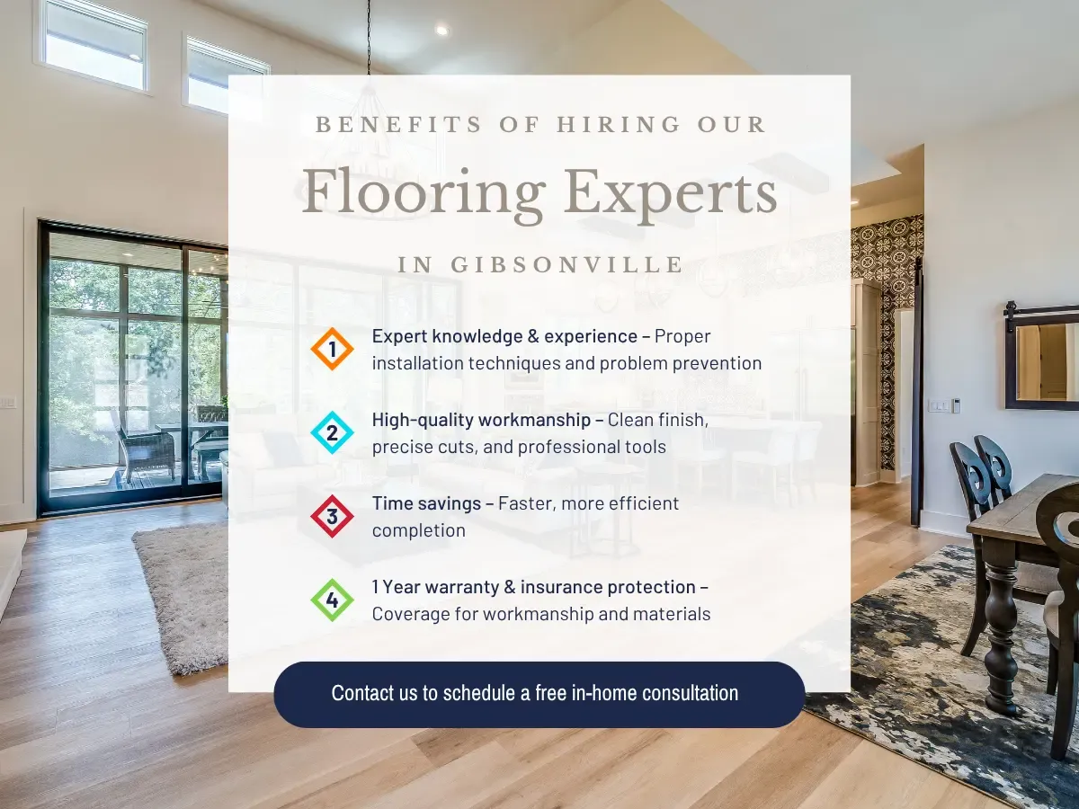 Contact our Gibsonville flooring experts to book your free in home consultation.