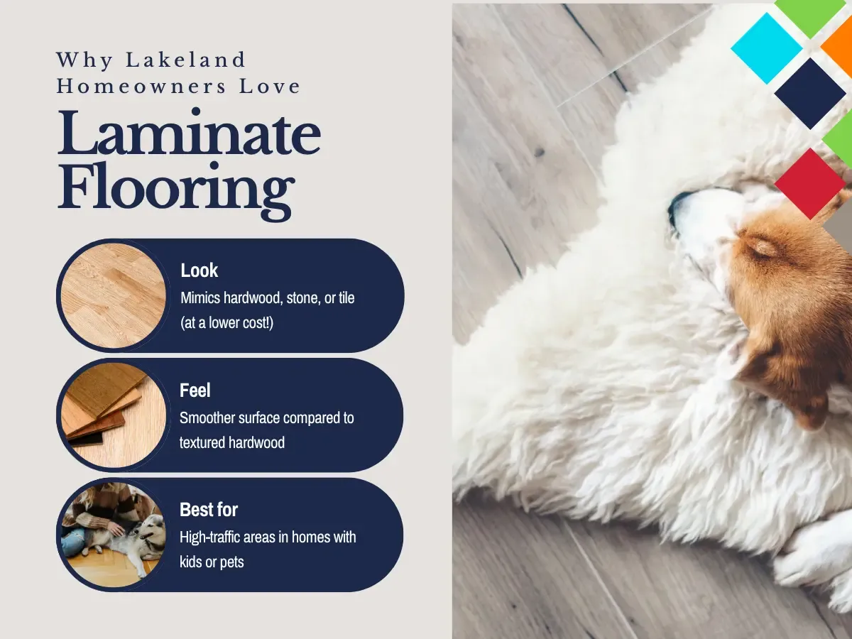 Homeowners in Lakeland enjoy laminate flooring for its durability, affordability, and stylish appearance in their homes.