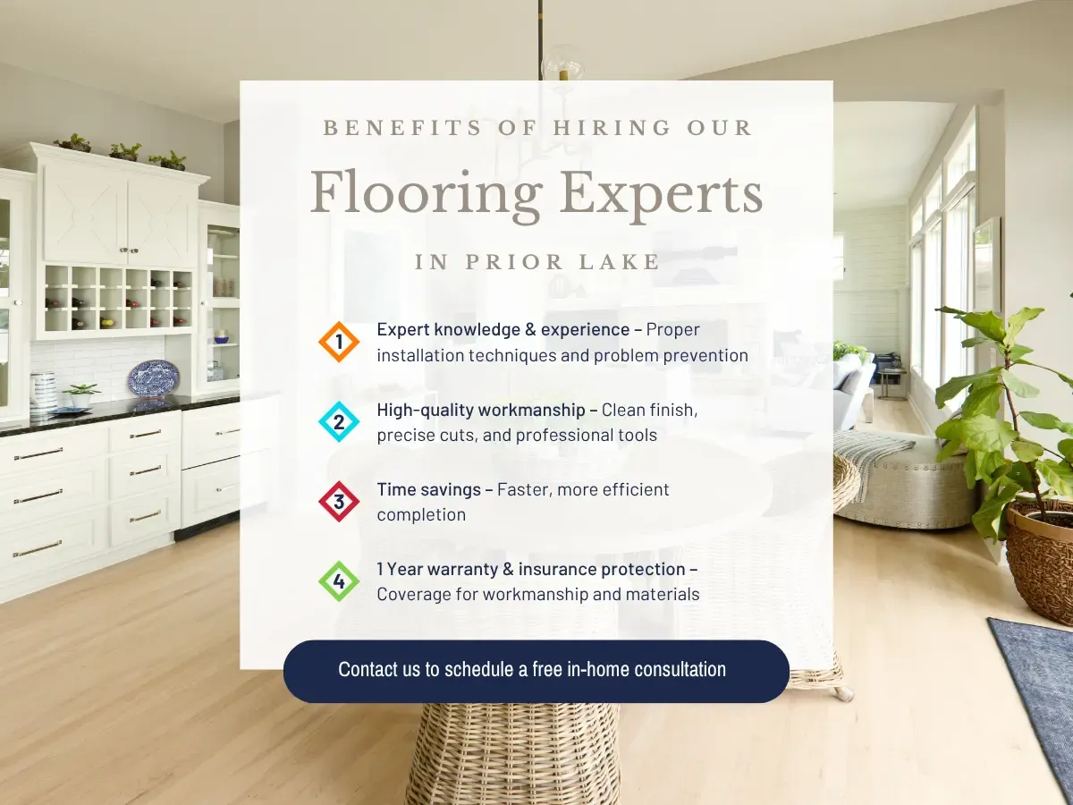 Book your free in home consutation for flooring in Prior Lake today