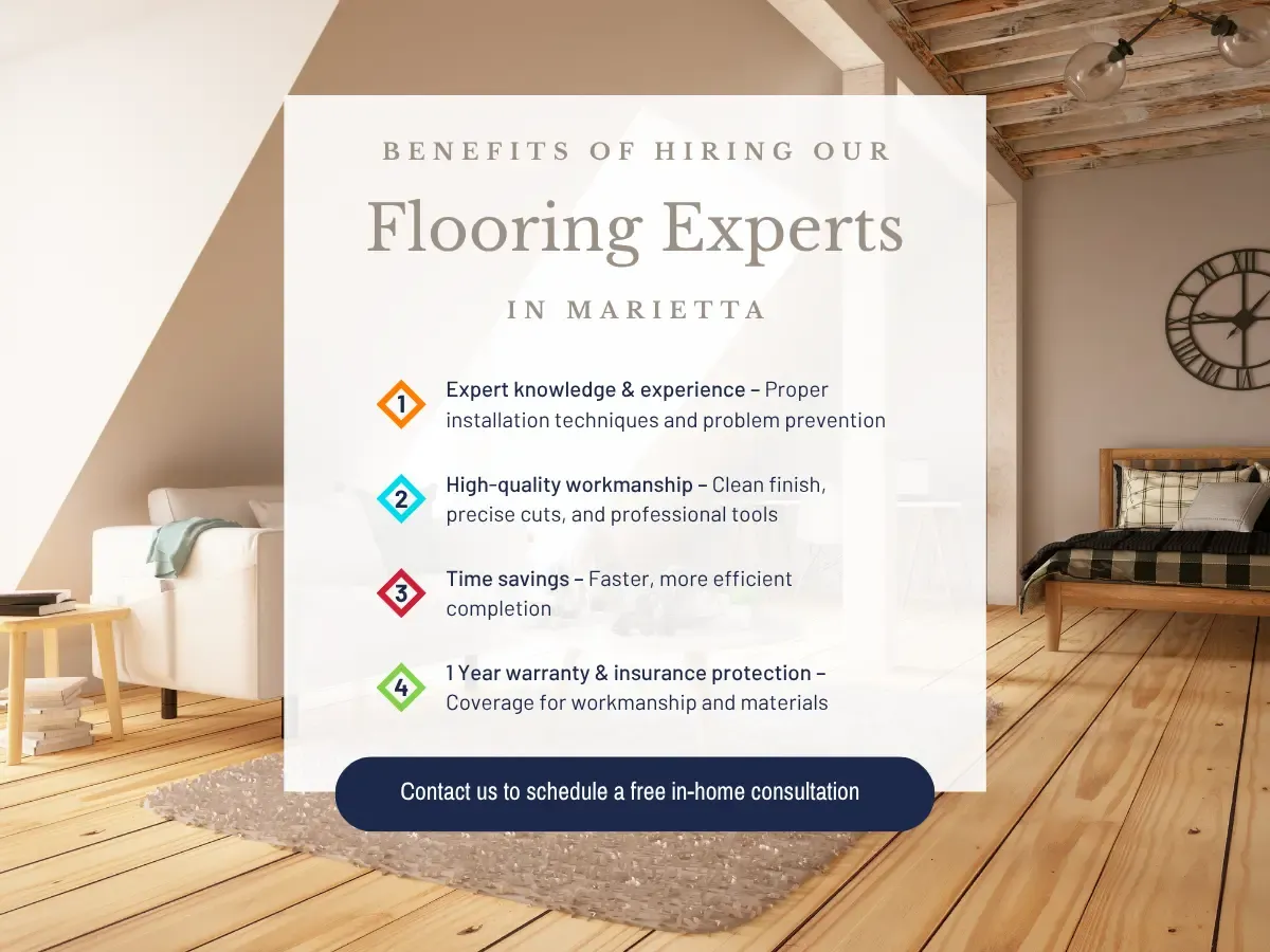 Contact our local team for carpet, wood, vinyl, laminate, or tile flooring installation in Marietta.