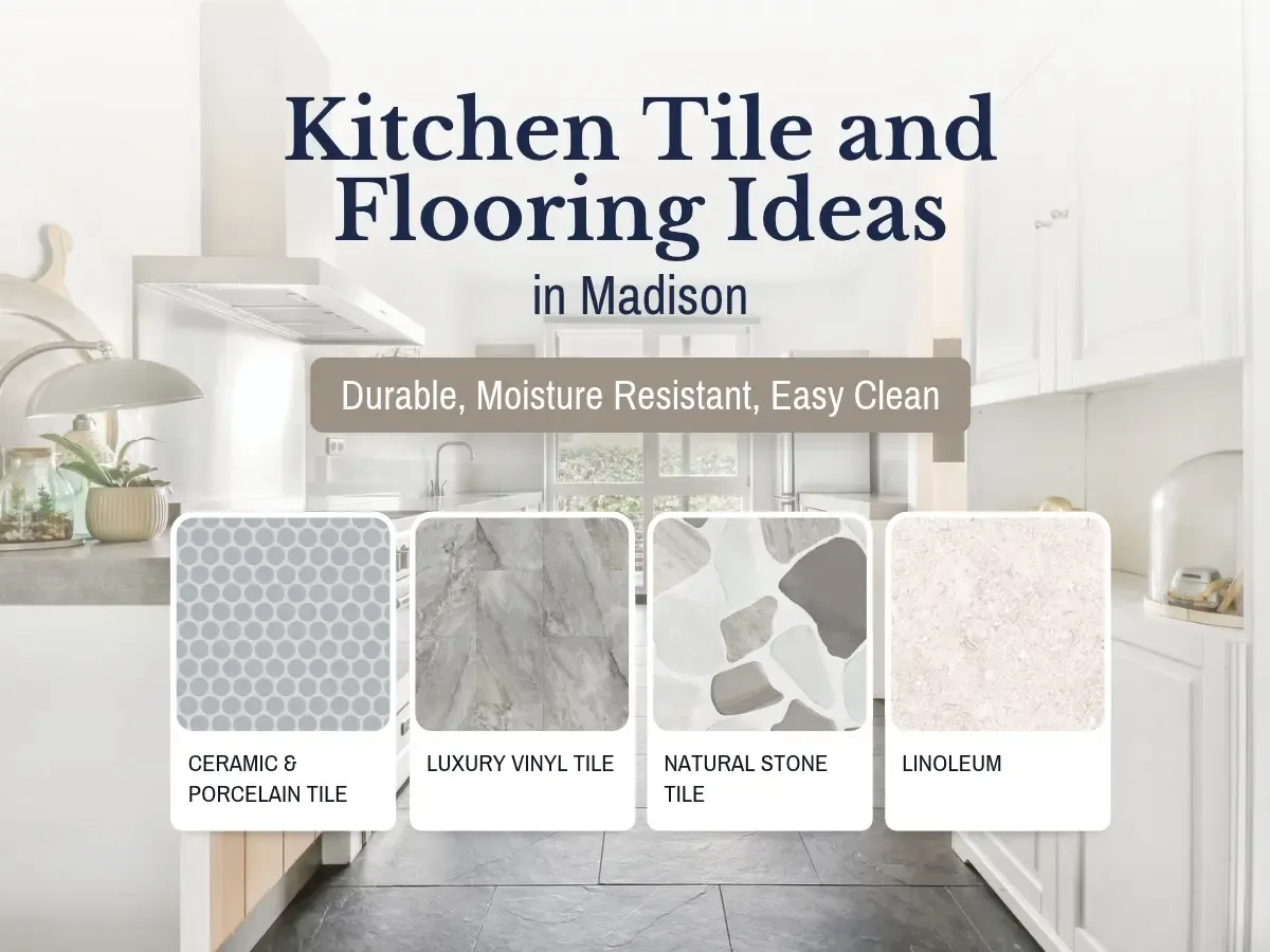Premium kitchen tile display showcasing various flooring ideas in Madison, WI.