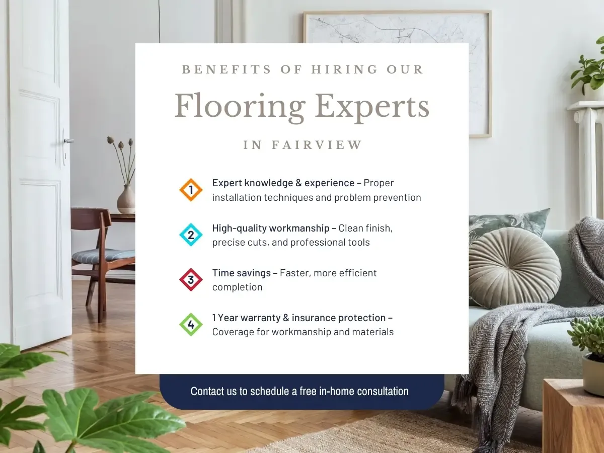 Visual representation of advantages of hiring flooring specialists in Falmouth, emphasizing expertise, reliability, and service quality.