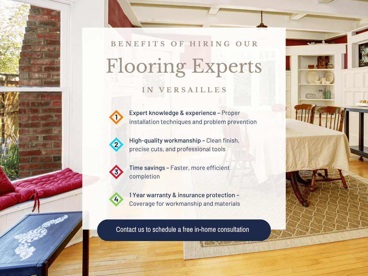 An infographic illustrating the benefits of hiring Vermont flooring specialists, emphasizing professionalism and superior service.