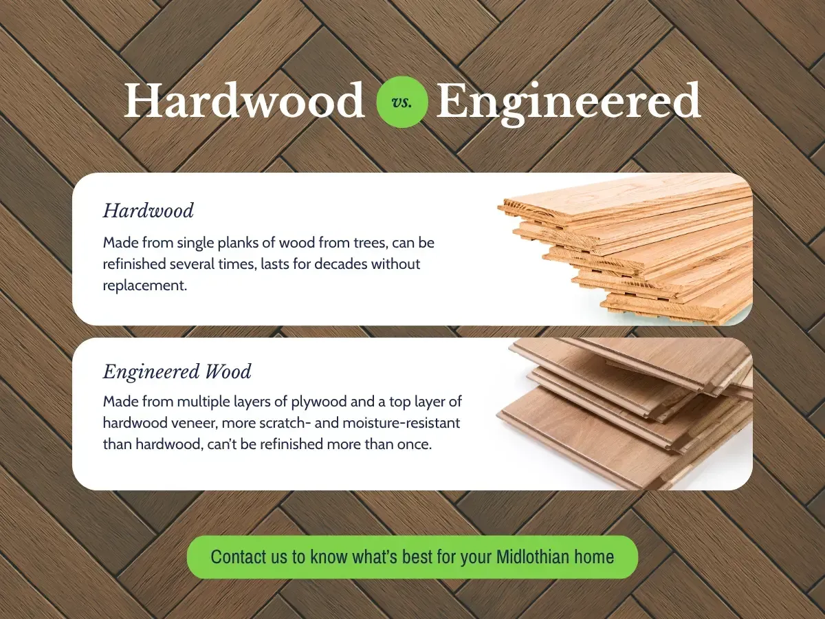 Hardwood VS Engineered in Midlothian 