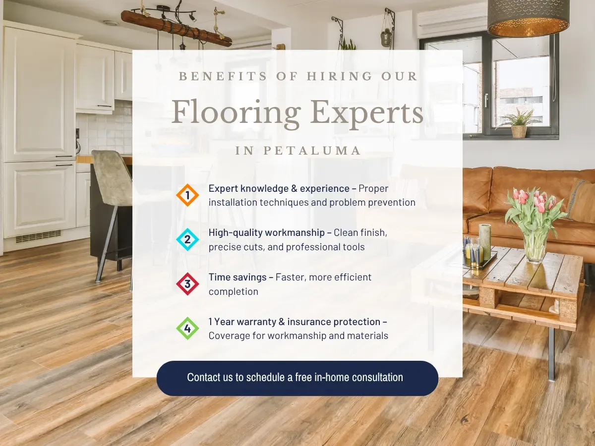 An infographic showcasing the benefits of hiring flooring specialists in Petaluma, emphasizing quality and expertise.