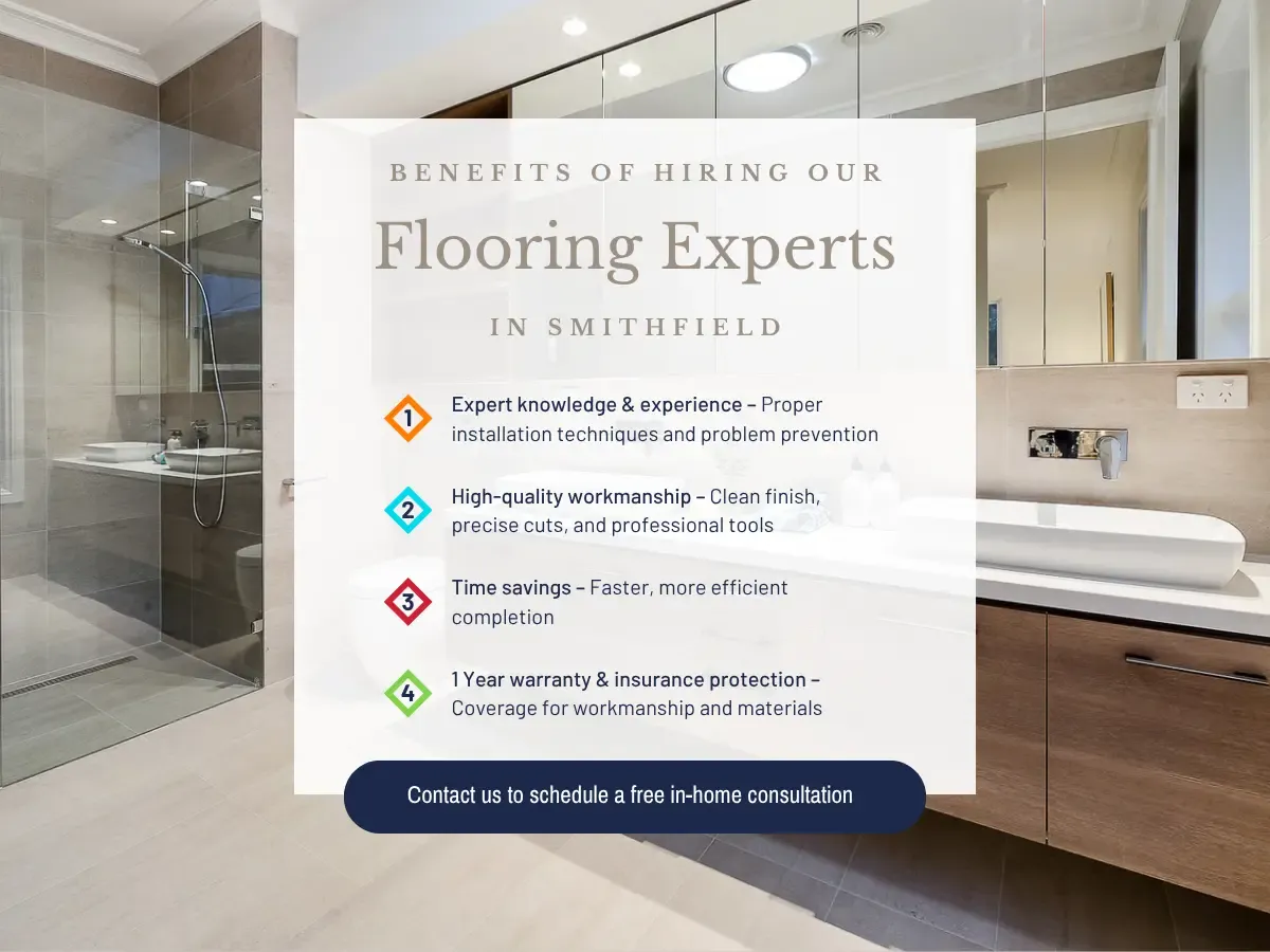 Visual representation of advantages of hiring flooring specialists in Mitford, showcasing expertise, reliability, and cost effectiveness.