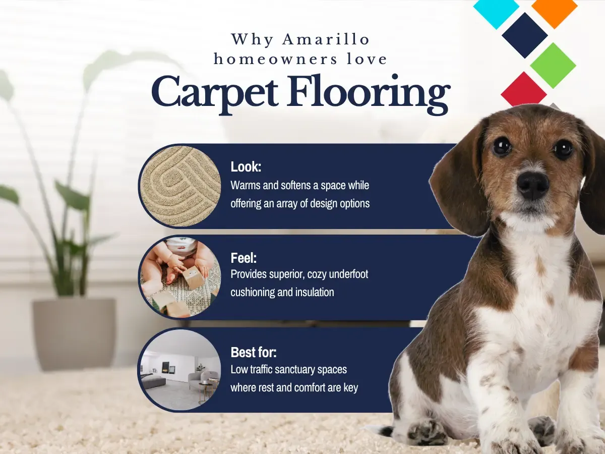 A bright, inviting home interior with soft carpet flooring, illustrating the appeal of carpet among Amarillo homeowners.