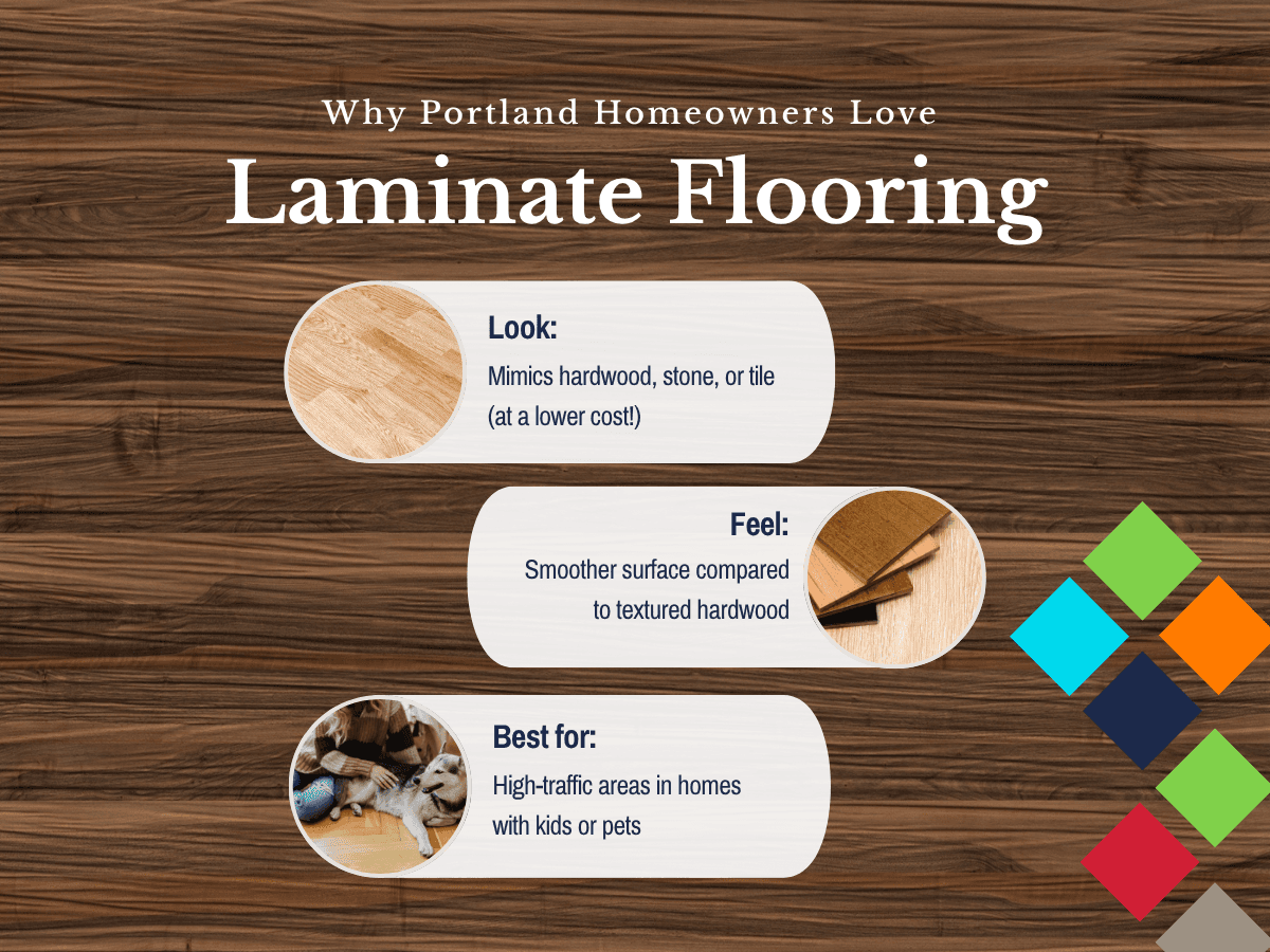 Portland homeowners favor laminate flooring due to its cost effectiveness, easy maintenance, and modern design options.