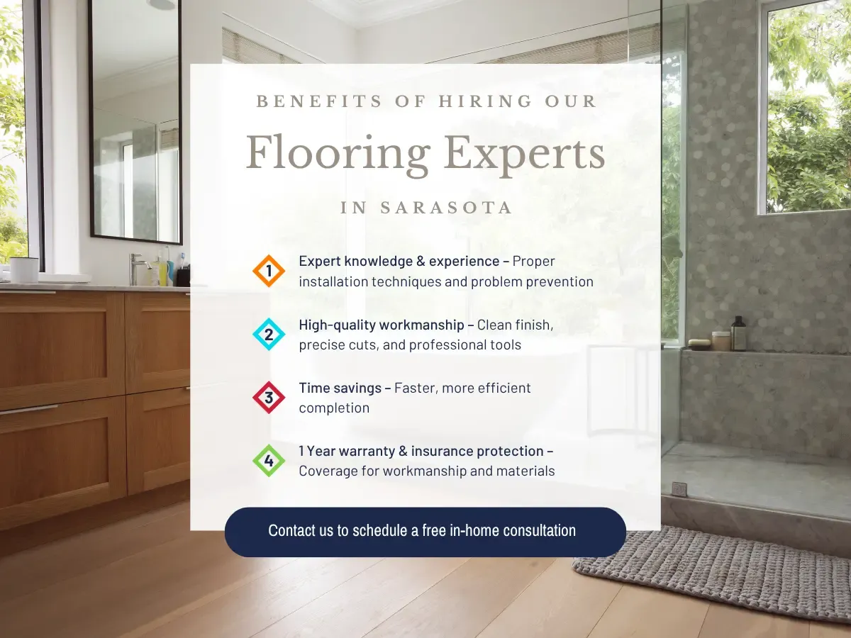 Visual representation of advantages of hiring Sahara flooring experts, showcasing expertise, reliability, and cost effectiveness.