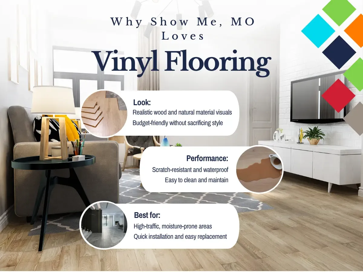 A collection of vinyl flooring options arranged to highlight diverse styles and finishes for interior design choices.