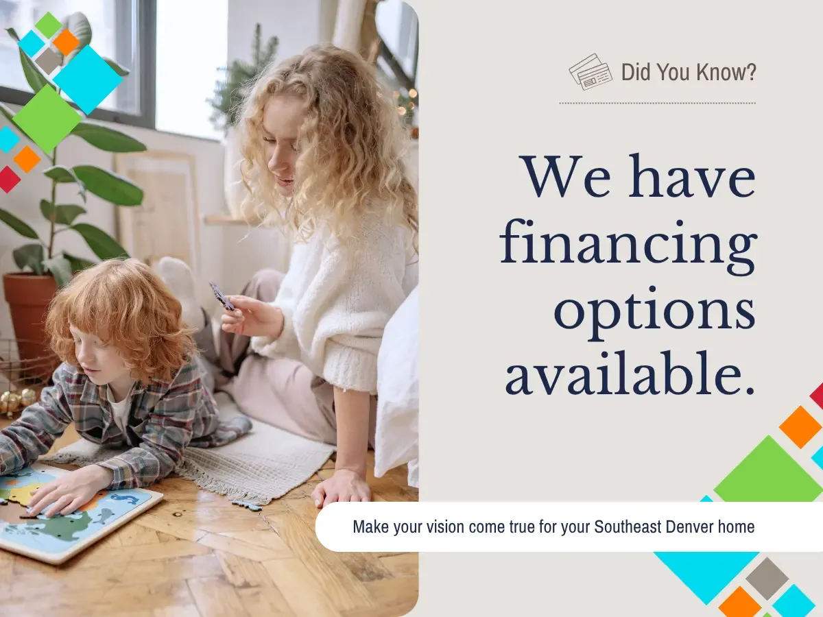 Informative image highlighting available financing options, with the question 