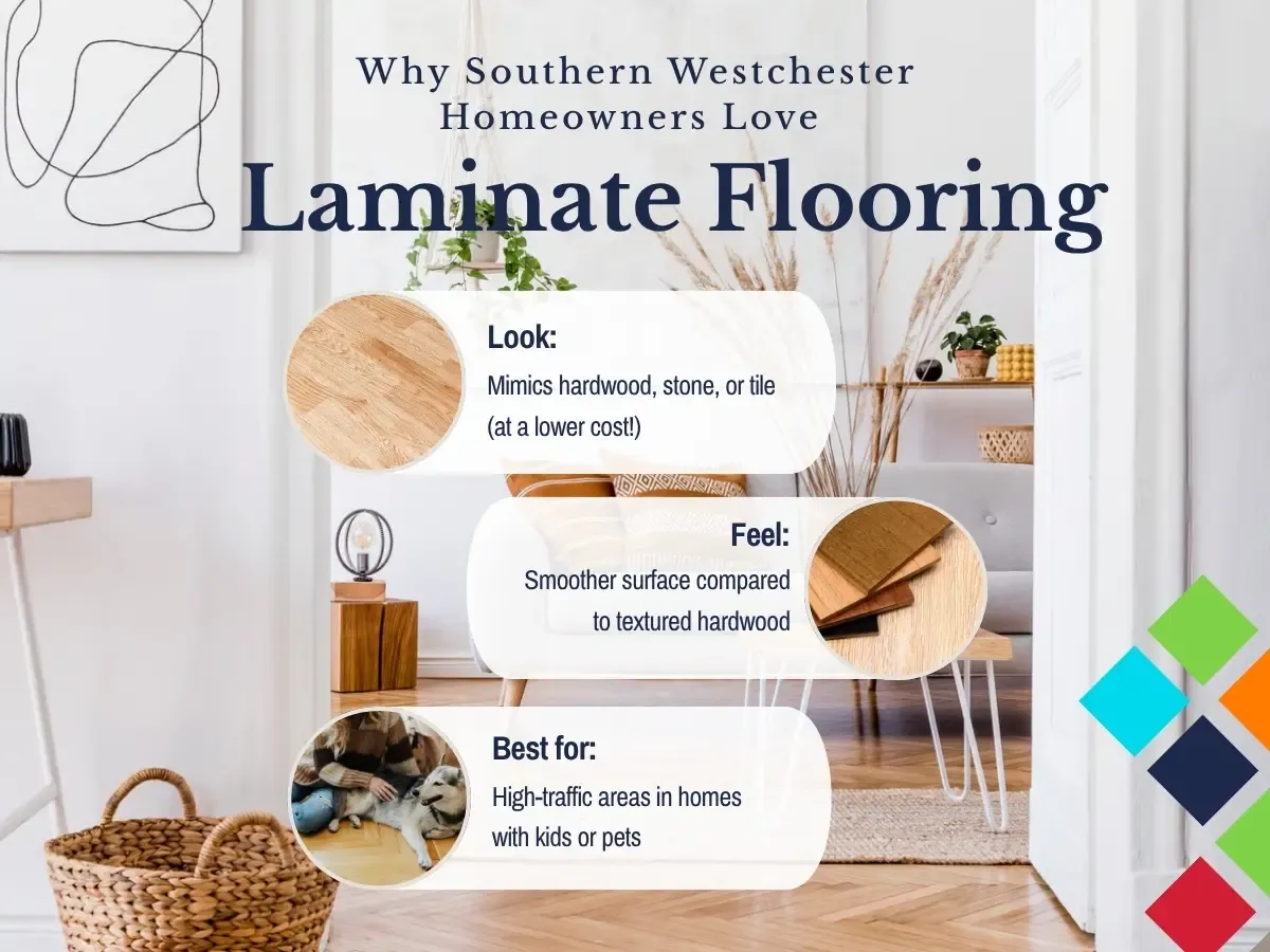 Laminate flooring is an ideal choice for high traffic areas in you Westchester, NY, home