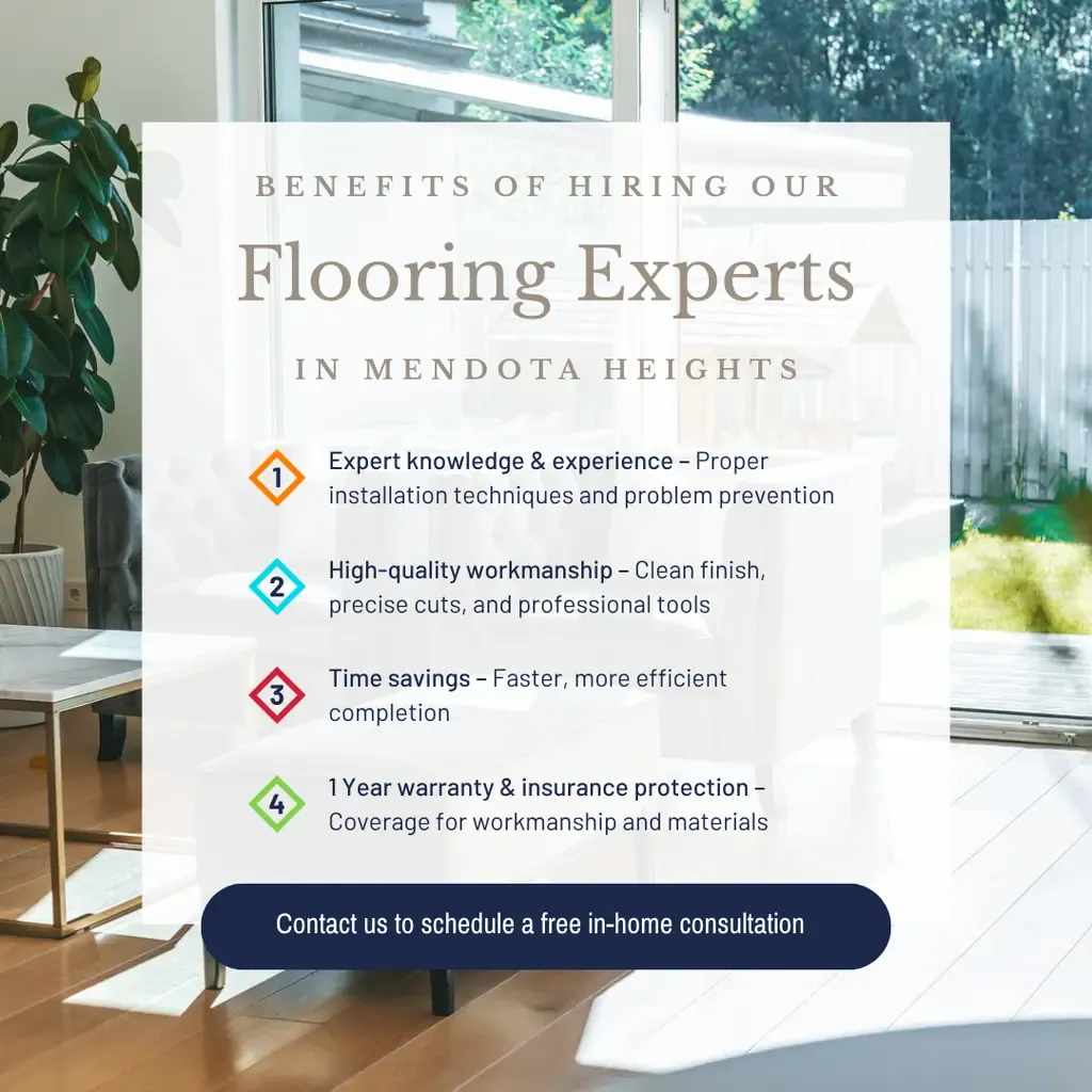 Expert flooring installation in Mendota Heights, including hardwood, carpet, luxury vinyl, and more.