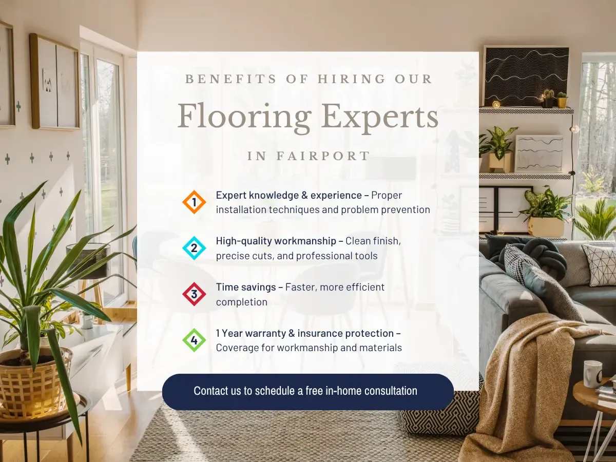 Visual representation of the benefits of hiring flooring specialists in Fallpore, showcasing quality service and customer satisfaction.