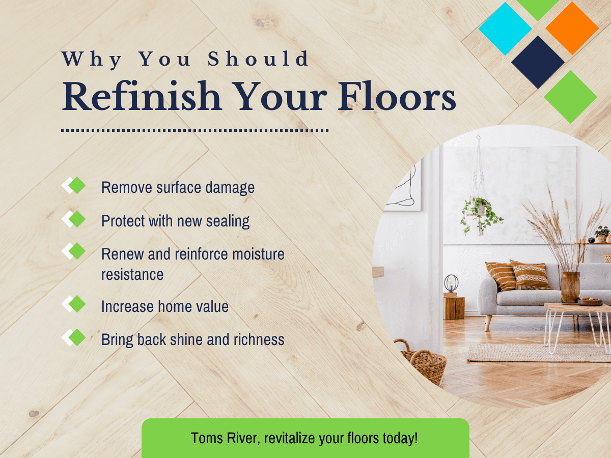 A beautifully refinished wooden floor showcasing its shine and texture, emphasizing the benefits of floor refinishing.