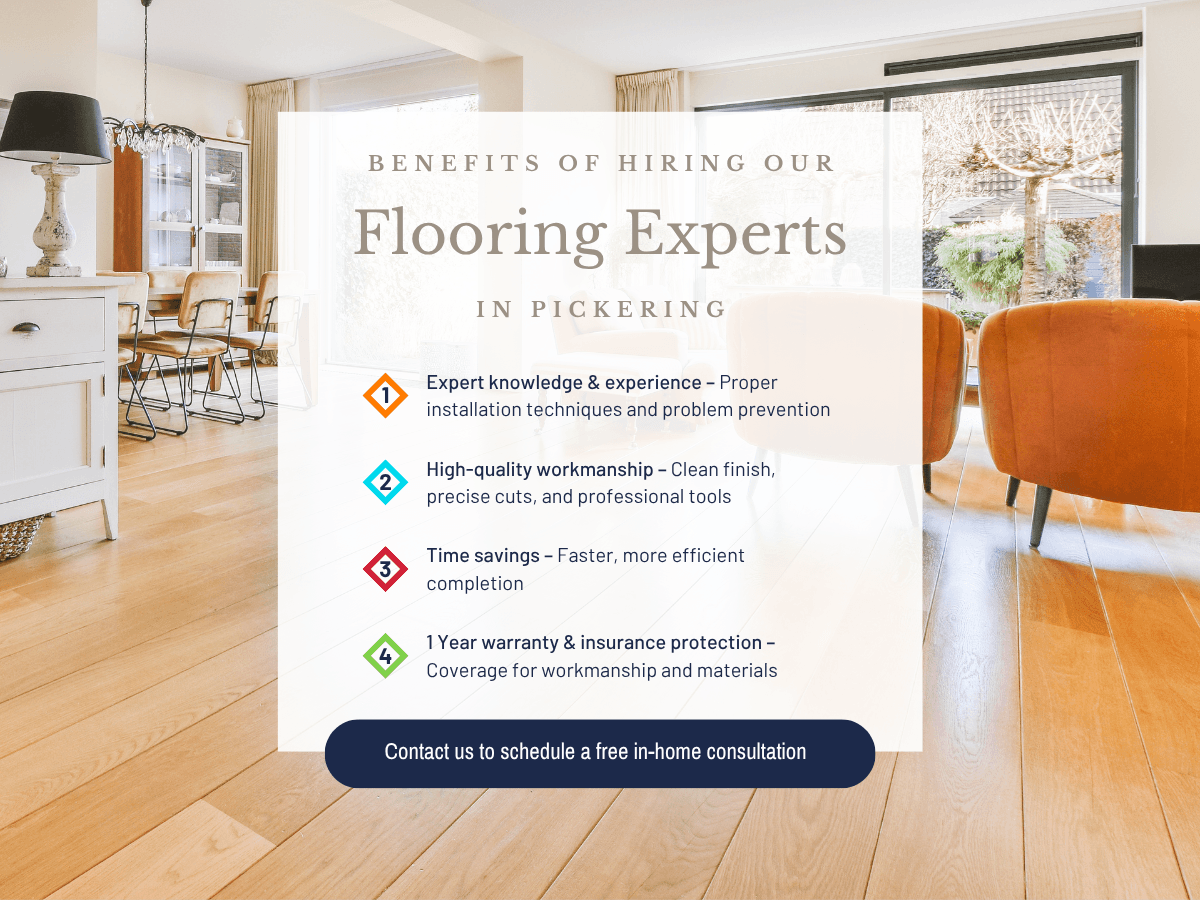 Visual representation of the benefits of hiring a flooring expert, showcasing improved results and time savings.