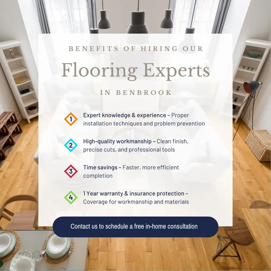  Infographic highlighting the advantages of hiring flooring experts in Reno, including quality, efficiency, and customer satisfaction.