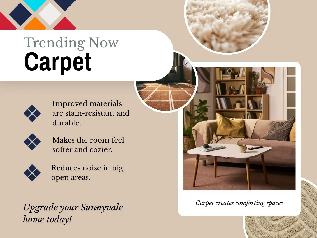 An assortment of contemporary carpet designs highlighting current trends in style, color, and material for home decor.