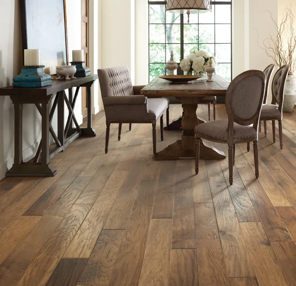 wood flooring in dining area